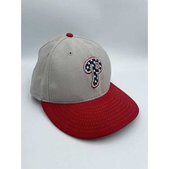 New Era Gray and Red Philadelphia Phillies Baseball Cap - Size 7 Stars USA Rare - Picture 1 of 8
